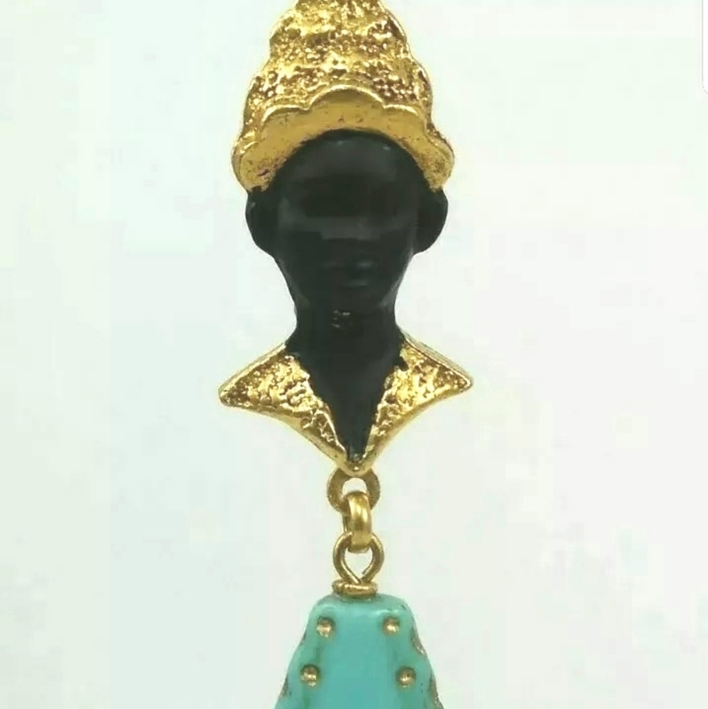 ASKEW LONDON ANTIQUED CAST BLACKAMOOR EARRINGS